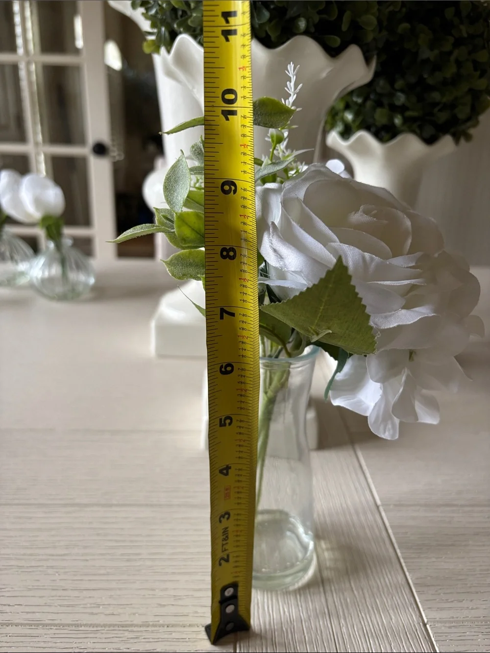 Faux flowers in glass vase NWOT